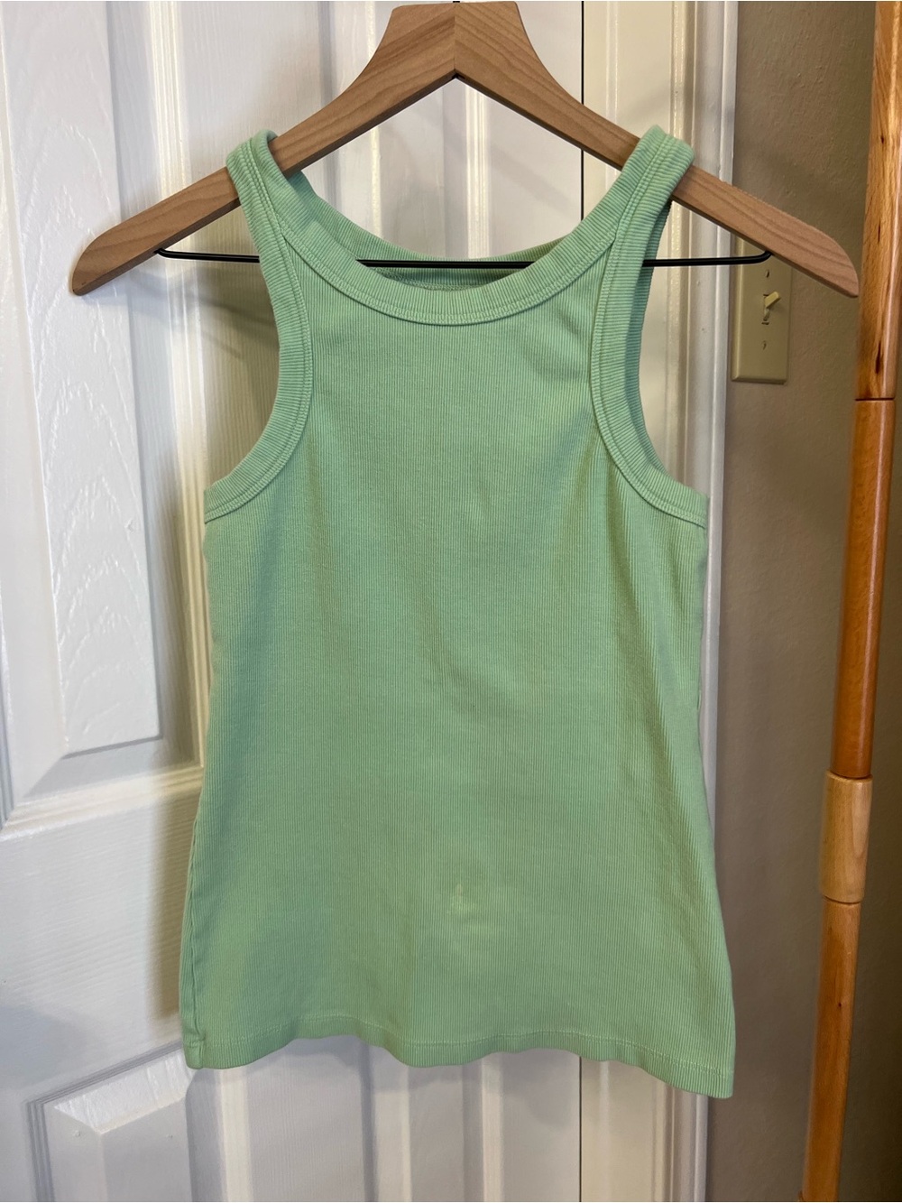 MOTHER Mint Green Ribbed Scoop Tank